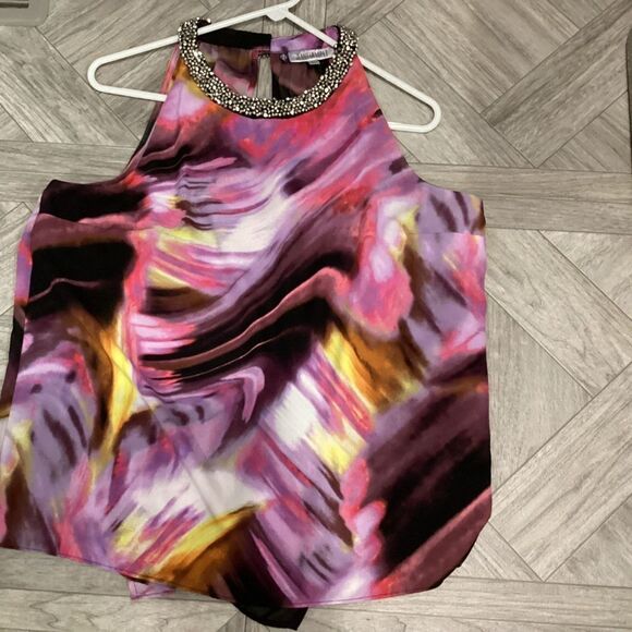 NWOT. Spectacular Night Sky Lined Crepe Blouse by Jennifer Lopez - Picture 7 of 7